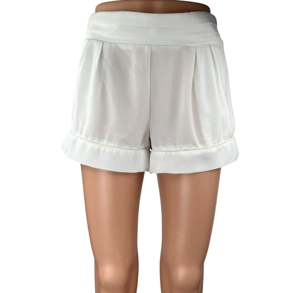 Bishop + Young White High Waisted Semi Sheer Smocked Casual Mini Shorts Size XS